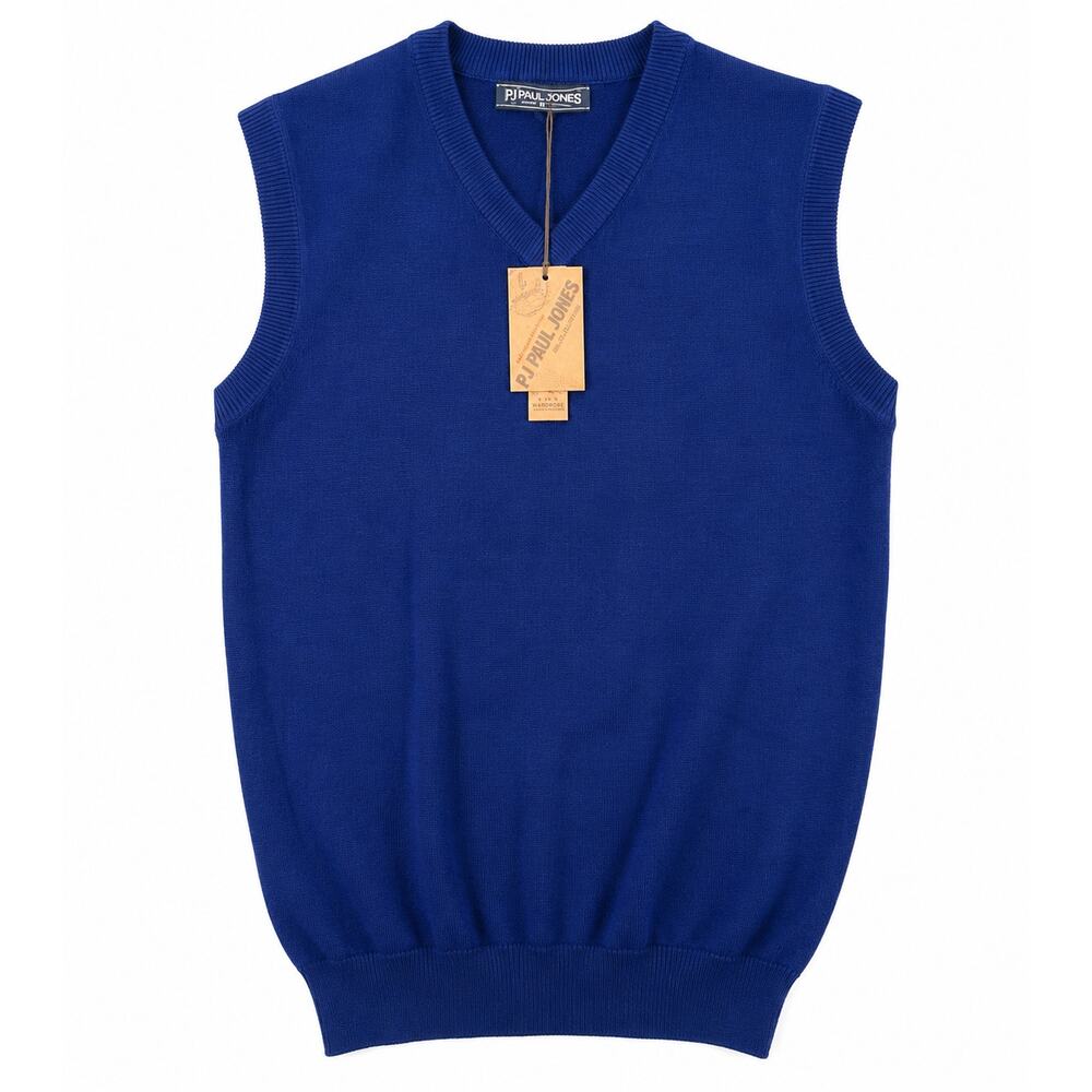 PJ Paul Jones Blue Sweater Vest Mens Medium V Neck Knit Preppy Golf NWT
